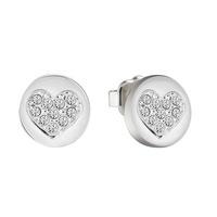 Guess Ladies Heart Devotion Rhodium Plated Crystal Stud Earrings UBE82042