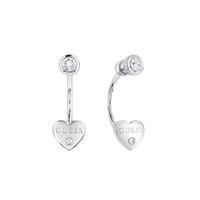 Guess Ladies Guessy Rhodium Plated Crystal Heart Earrings UBE82004