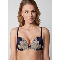 Gwyneth lace and satin plunge bra