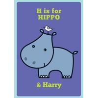 h is for hippo personalised card