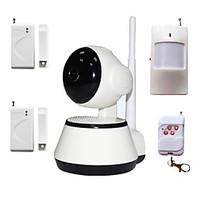 H.264 1.0MP HD 720P IP Camera P2P Pan IR Cut TF Card WiFi Network IP Security System With Wireless Alarm Detector