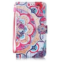 half flower painted pu leather material of the card holder phone case  ...