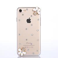 Handmade Rhinestone White Flowers Pattern PC Hard Case for iPhone 7 7 Plus 6s 6 Plus SE 5s 5 4s 4