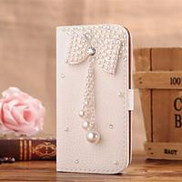 Handmade Diamond Pearl Bowknot PU Leather Full Body Case with Kickstand for Samsung Galaxy S3/S4/S5/S6/S6 Edge