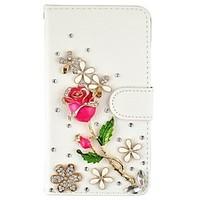 Handmade Bling Diamond Crystal Jewel PU Leather Case With Card Slots and Magnetic Closure For iPhone5/5s/SE