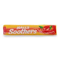 halls soothers peach and raspberry juice sweets 45g