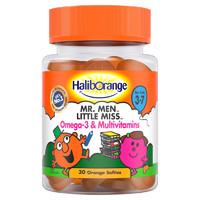 Haliborange Mr. Men Little Miss Omega-3 & Multivitamins Orange Softies 30\'s