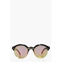 Half Frame Round Sunglasses - black