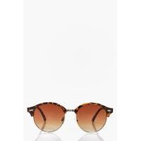 Half Frame Round Wayfarer Fashion Glasses - brown