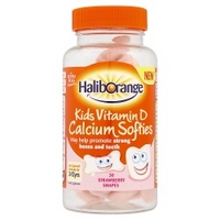 haliborange kids vitamin d calcium softies 30 strawberry shapes