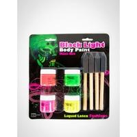 Halloween Black Light Body Paint UV Liquid Latex Kit - Set Of 4