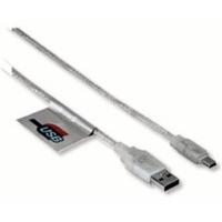 Hama Mini USB 2.0 Cable, gold-plated, double shielded, 0.75m, transparent (00039744)