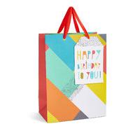 Happy Birthday Bright Block Pattern Large Gift Bag