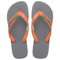Havaianas Brazil Logo Flip-Flops - Steel Grey/Neon Orange