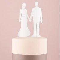 Hands Silhouette Acrylic Cake Topper - White