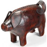 handmade leather pig miniature