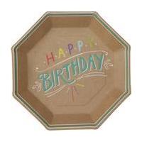 Happy Birthday Kraft Paper Plates 8 Pack