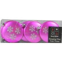 Hanging Glitter Star Decorated Christmas Tree Baubles In Pink Pack Of 6