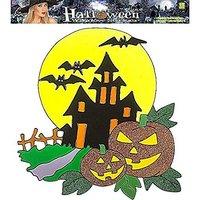 Haunted House With Pumpkins Window Stickers