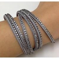 handmade velvet bracelets with bling wrap leather bracelets hot drill bangle for girl/women gift