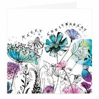 happy anniversary flowers card