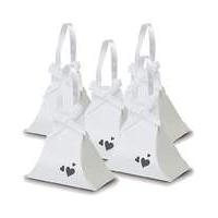 hand bag heart favor boxes x 10 white