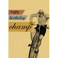 happy birthday champ vintage personalised card