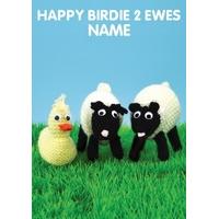 happy birdie 2 ewes knit and purl greeting card mi1011