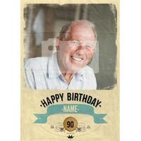 Happy 90th Birthday | Photo Upload Card
