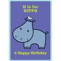 Happy Birthday Hippo | Personalised Children\'s Birthday Card