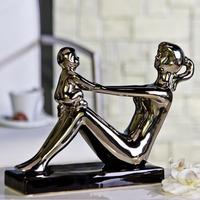 Happiness Sculpture In Silver With Black Base