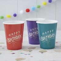 Happy Birthday Kraft Paper Party Cups