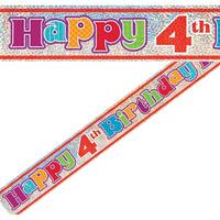 Happy 4th Birthday Foil Banner