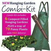 hanging gardens compost filled x6 plus a tray of 70 pansy plants