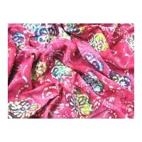 Hand Printed Floral Batik Cotton Dress Fabric Pink