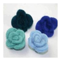 Habico 3D Flower Handmade Felt Embellishments 45mm x 35mm Blue