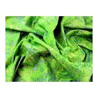 Hand Printed Abstract Batik Cotton Dress Fabric Lime Green