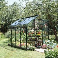 Halls Supreme Green Toughened Glass Aluminium Frame Curved Greenhouse - 6 x 8 ft