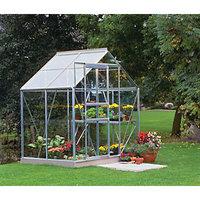 Halls Silver Aluminium Frame Apex Greenhouse - 6 x 4 ft