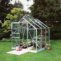 Halls Silver Aluminium Frame Apex Greenhouse - 6 x 6 ft