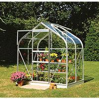 Halls Supreme Silver Clip-in Glass Aluminium Frame Curved Greenhouse - 6 x 4 ft