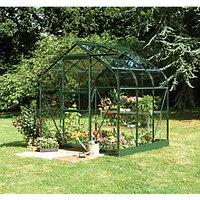 Halls Supreme Green Toughened Glass Aluminium Frame Curved Greenhouse - 6 x 6 ft