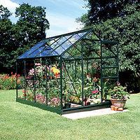 Halls Popular Green Aluminium Frame Toughed Glass Apex Greenhouse - 6 x 8 ft