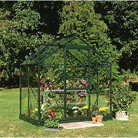 Halls Popular Green Aluminium Frame Apex Greenhouse - 6 x 4 ft