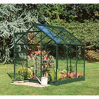 Halls Popular Green Aluminium Frame Apex Greenhouse - 6 x 6 ft