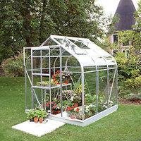 Halls Supreme Silver Toughened Glass Aluminium Frame Curved Greenhouse - 6 x 6 ft