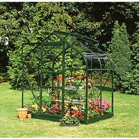 Halls Supreme Green Toughened Glass Aluminium Frame Curved Greenhouse - 6 x 4 ft