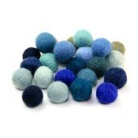 habico felt ball embellishments 15mm blues