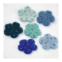 Habico Beaded Flower Handmade Felt Embellishments 30mm Blue