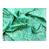 Hand Printed Floral Batik Cotton Dress Fabric Apple Green